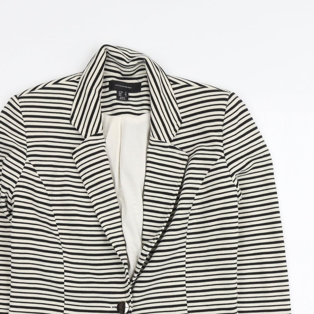 Atmosphere Womens Beige Striped Polyester Jacket Blazer Size 12
