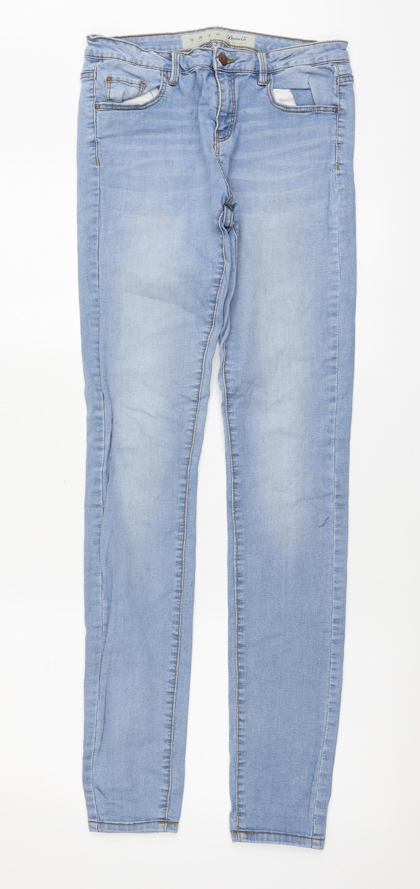 Denim & Co. Womens Blue Cotton Skinny Jeans Size 10 L33 in Regular Button