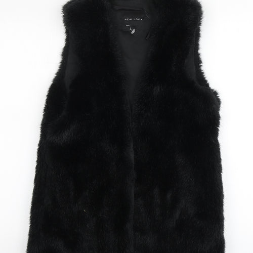New Look Womens Black Gilet Jacket Size 8 - Faux Fur
