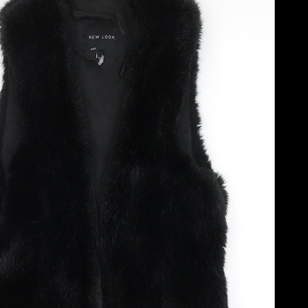 New Look Womens Black Gilet Jacket Size 8 - Faux Fur