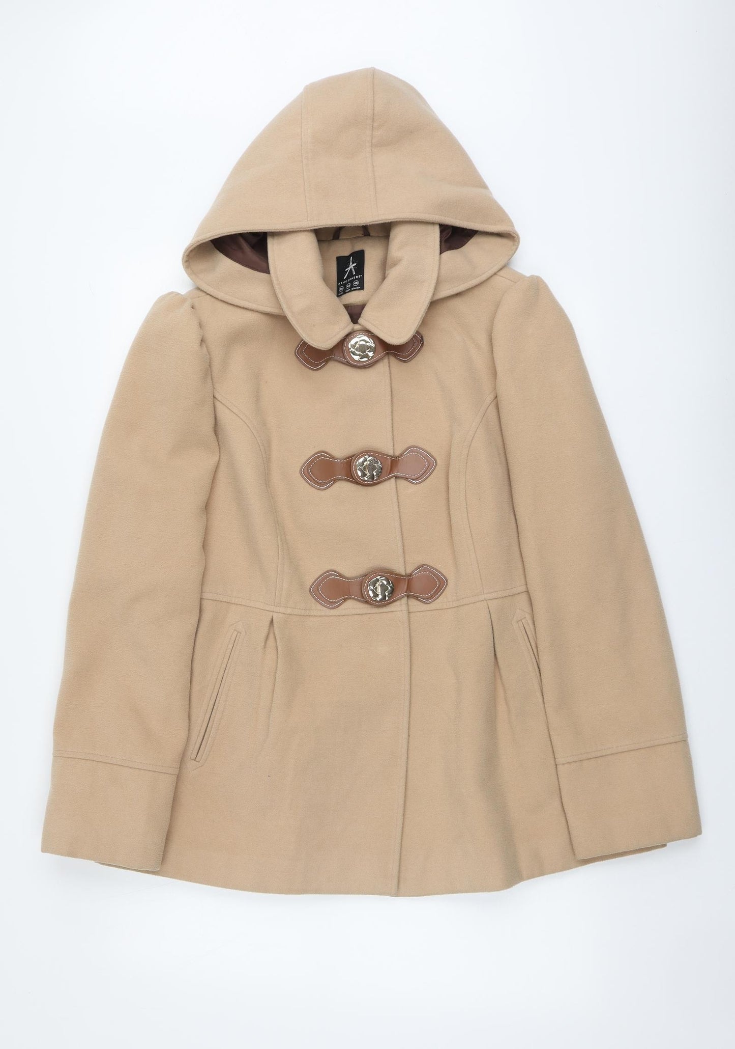 Atmosphere Womens Beige Pea Coat Coat Size 20 Button