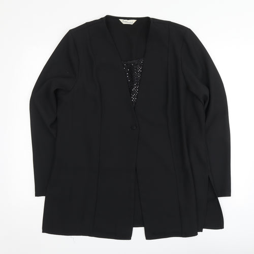 Design Essentials Womens Black Polyester Basic Blouse Size 16 V-Neck