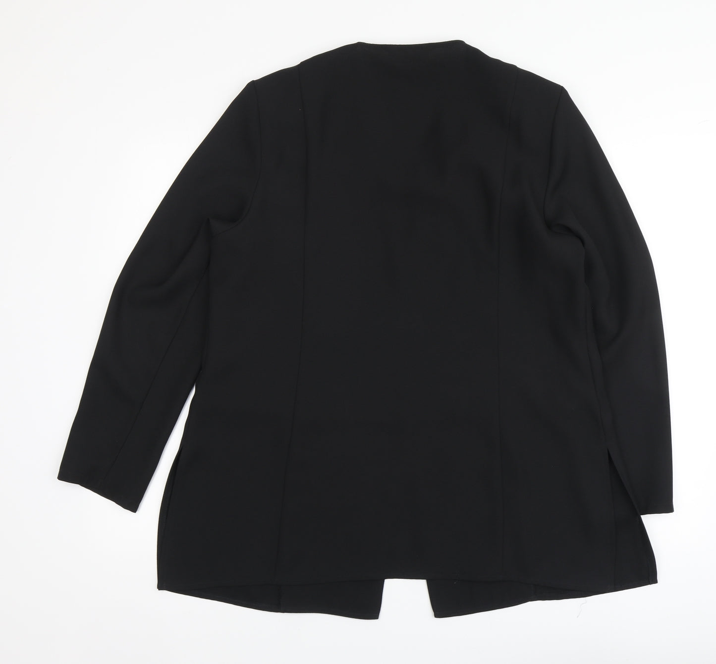 Design Essentials Womens Black Polyester Basic Blouse Size 16 V-Neck