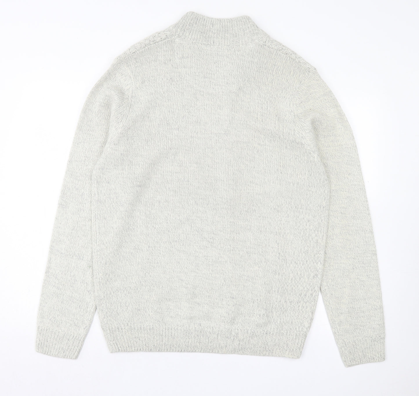 F&F Mens Grey V-Neck Acrylic Pullover Jumper Size L