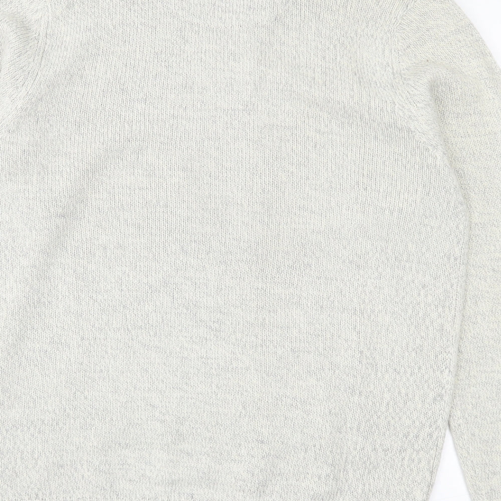 F&F Mens Grey V-Neck Acrylic Pullover Jumper Size L