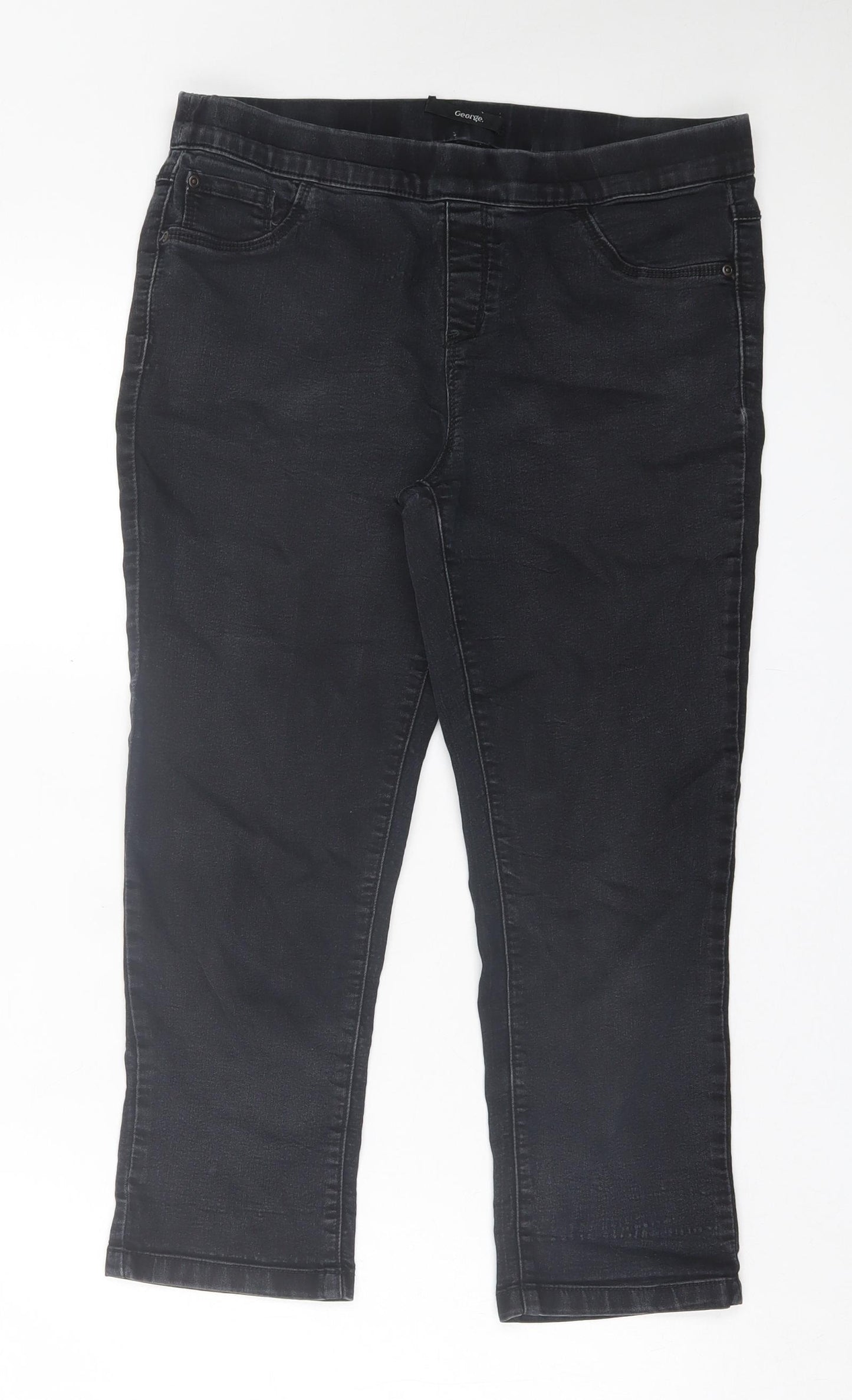 George Womens Black Cotton Jegging Trousers Size 12 L21 in Regular - Pull On Jeggings