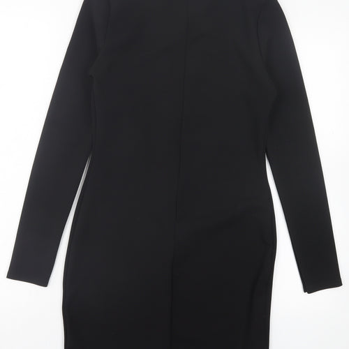 Missguided Womens Black Polyester Bodycon Size 10 V-Neck Zip