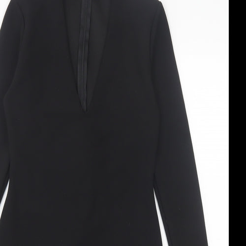 Missguided Womens Black Polyester Bodycon Size 10 V-Neck Zip