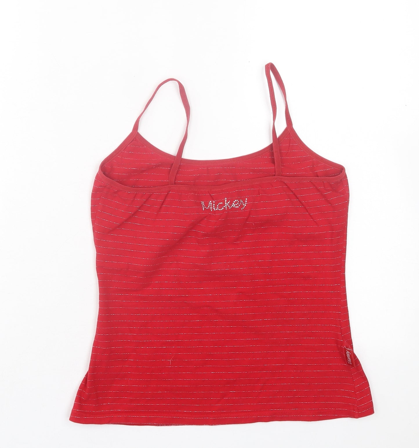 George Womens Red Striped Cotton Basic Tank Size 12 Scoop Neck - Mickey Mouse