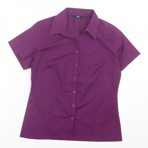 Simon Jersey Womens Purple Polyester Basic Button-Up Size 10 Collared - Collared