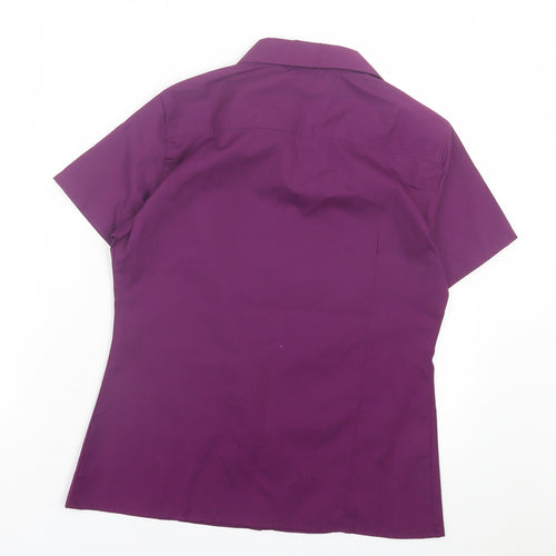 Simon Jersey Womens Purple Polyester Basic Button-Up Size 10 Collared - Collared
