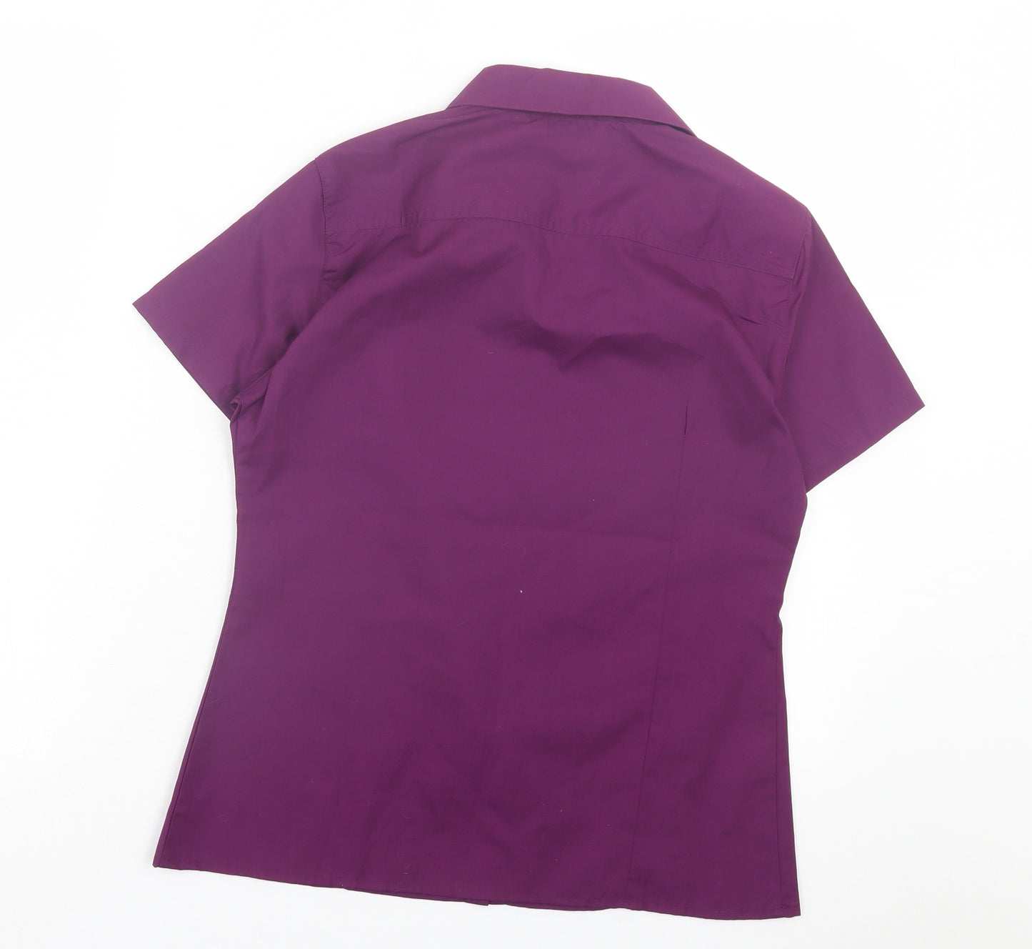 Simon Jersey Womens Purple Polyester Basic Button-Up Size 10 Collared - Collared