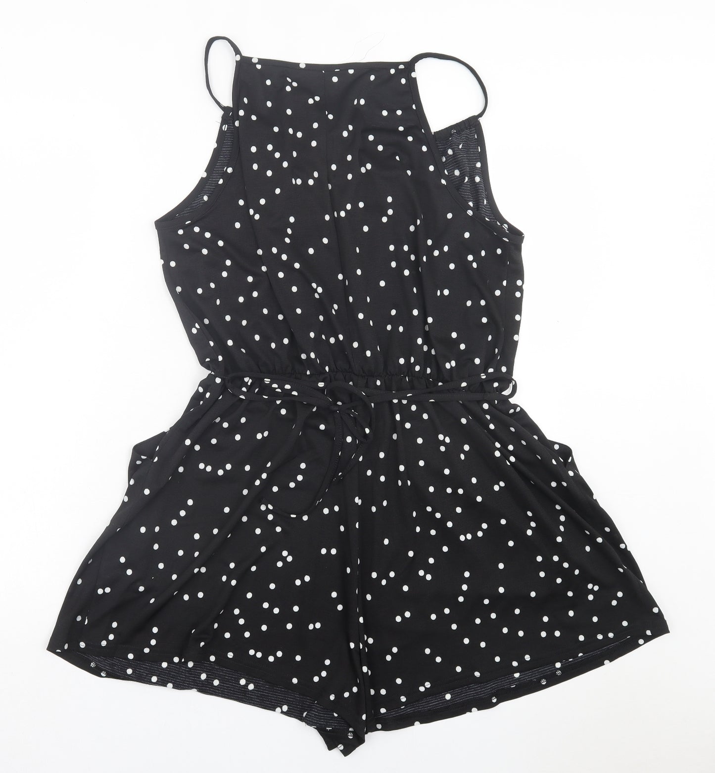 George Womens Black Polka Dot Polyester Playsuit One-Piece Size 16 Pullover