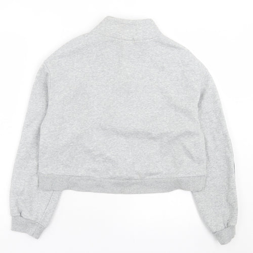 H&M Womens Grey Cotton Pullover Sweatshirt Size M Zip - Manhattan. Cropped