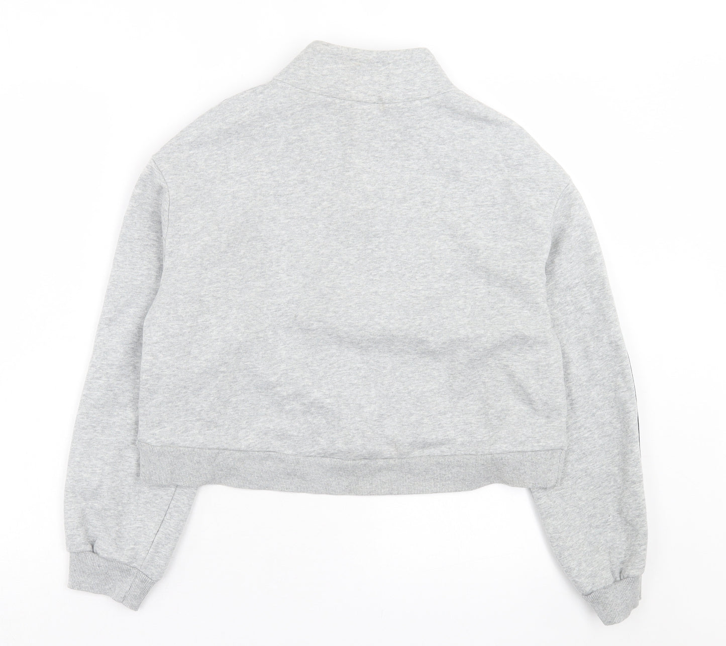 H&M Womens Grey Cotton Pullover Sweatshirt Size M Zip - Manhattan. Cropped