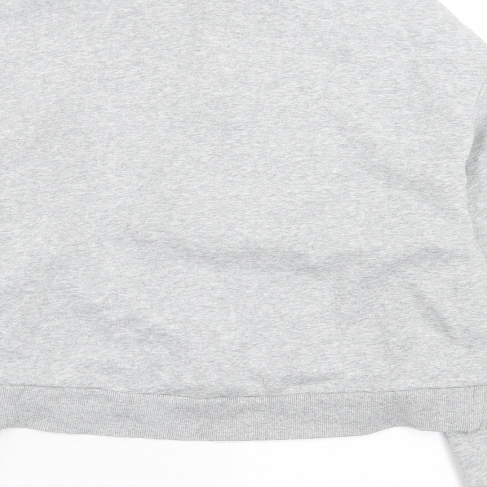 H&M Womens Grey Cotton Pullover Sweatshirt Size M Zip - Manhattan. Cropped