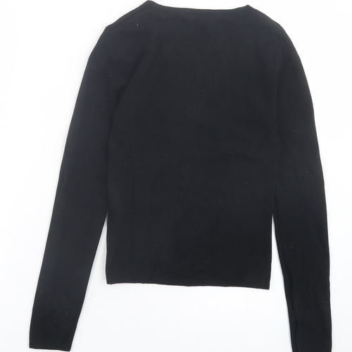 New Look Womens Black V-Neck Viscose Pullover Jumper Size 10 - Crossed Neckline