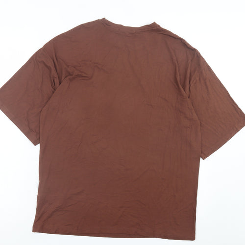 Missguided Womens Brown Viscose Basic T-Shirt Size 6 Crew Neck