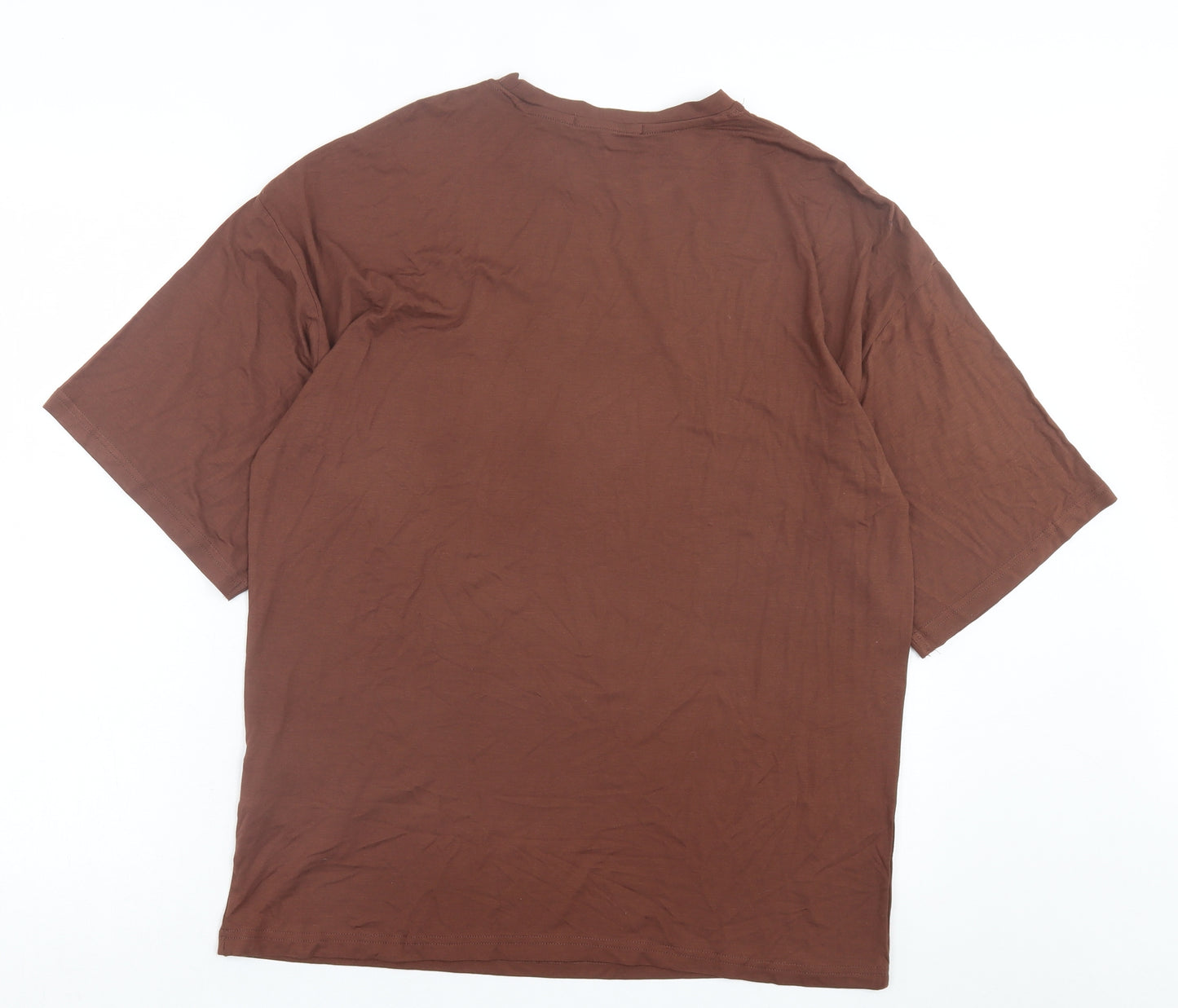 Missguided Womens Brown Viscose Basic T-Shirt Size 6 Crew Neck