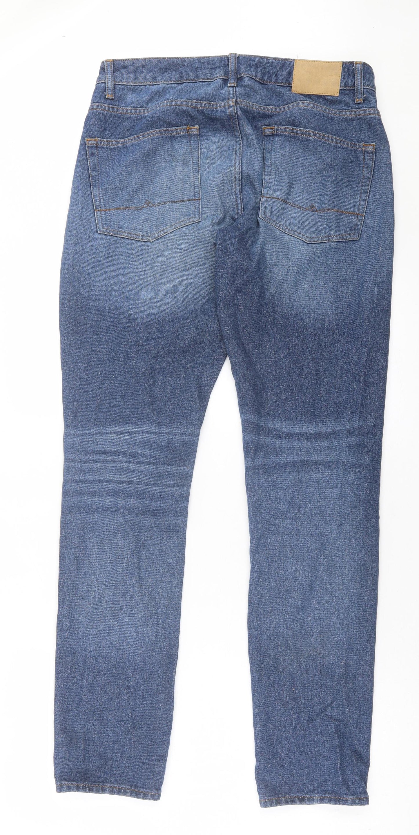 ASOS Mens Blue Cotton Straight Jeans Size 32 in L34 in Regular Button - Long Leg
