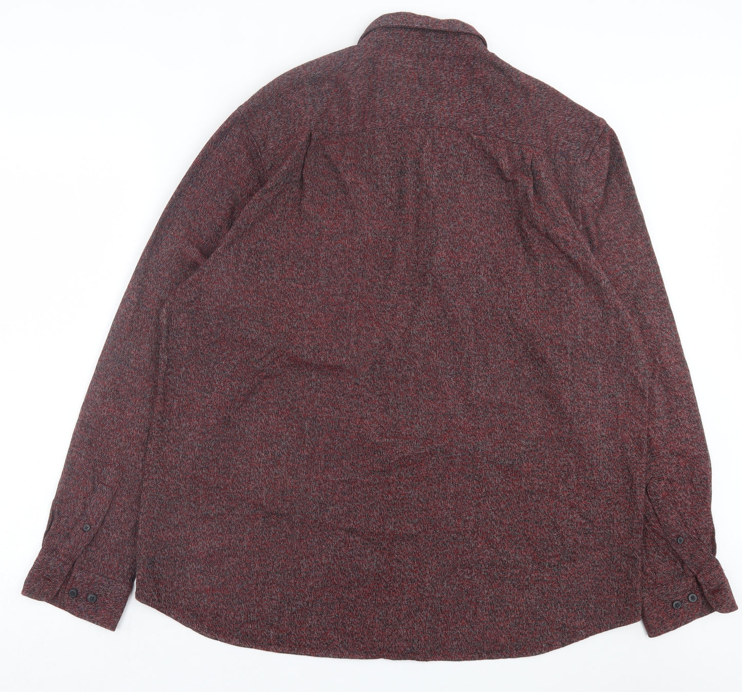 Marks and Spencer Mens Red Cotton Button-Up Size XL Collared Button - Pocket Detail