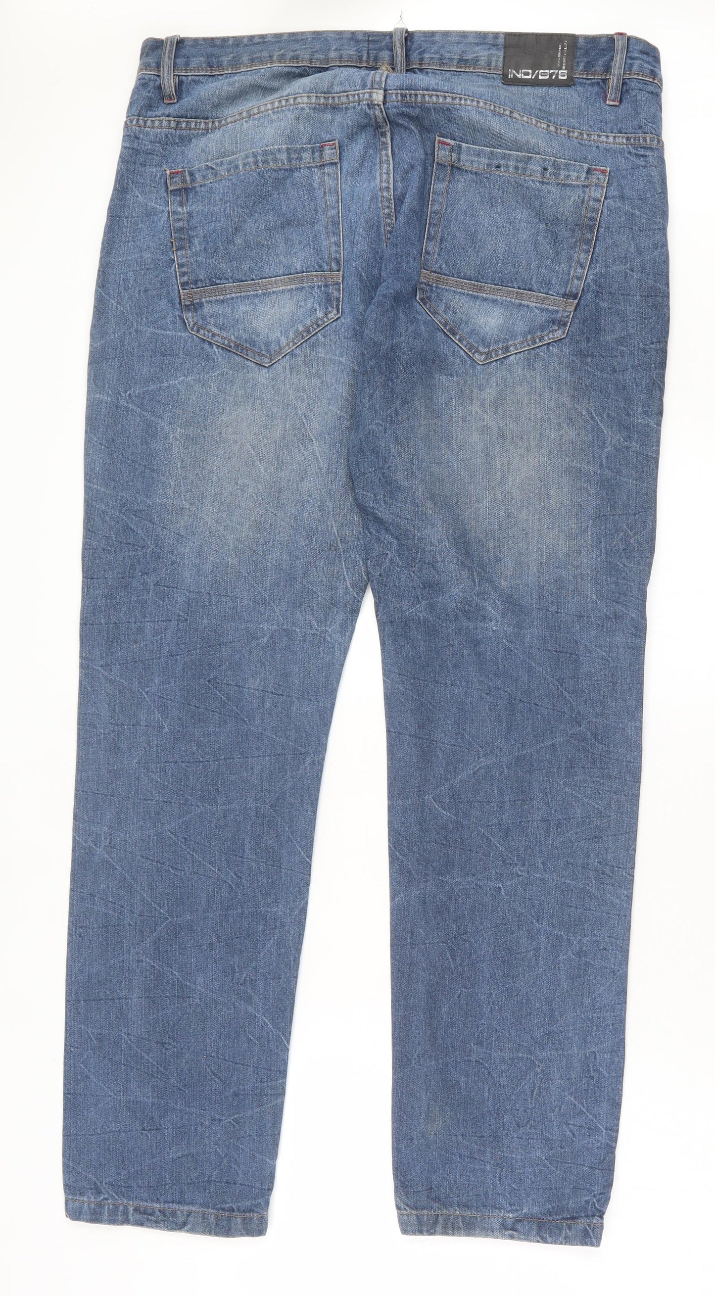 Industralize Mens Blue Cotton Straight Jeans Size 38 in L34 in Regular Button