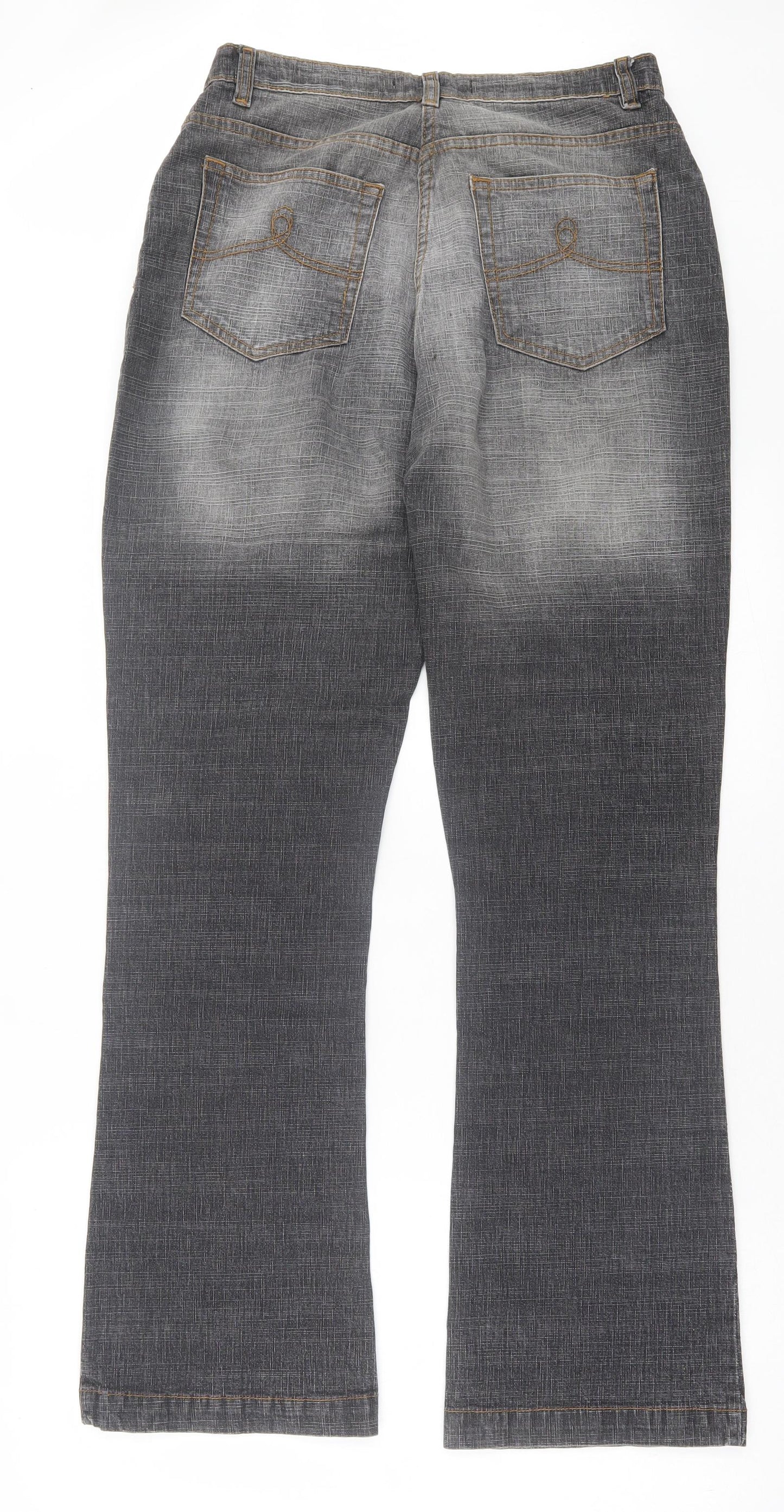 Papaya Womens Black Cotton Bootcut Jeans Size 14 L32 in Regular Button