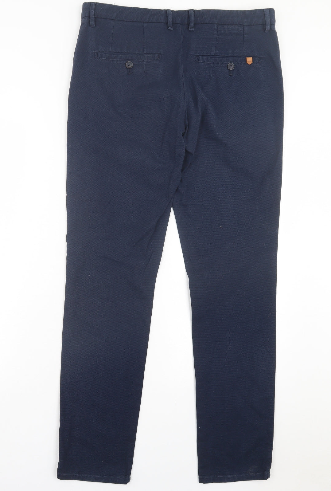 Zara Mens Blue Cotton Chino Trousers Size 34 in L31 in Regular Button