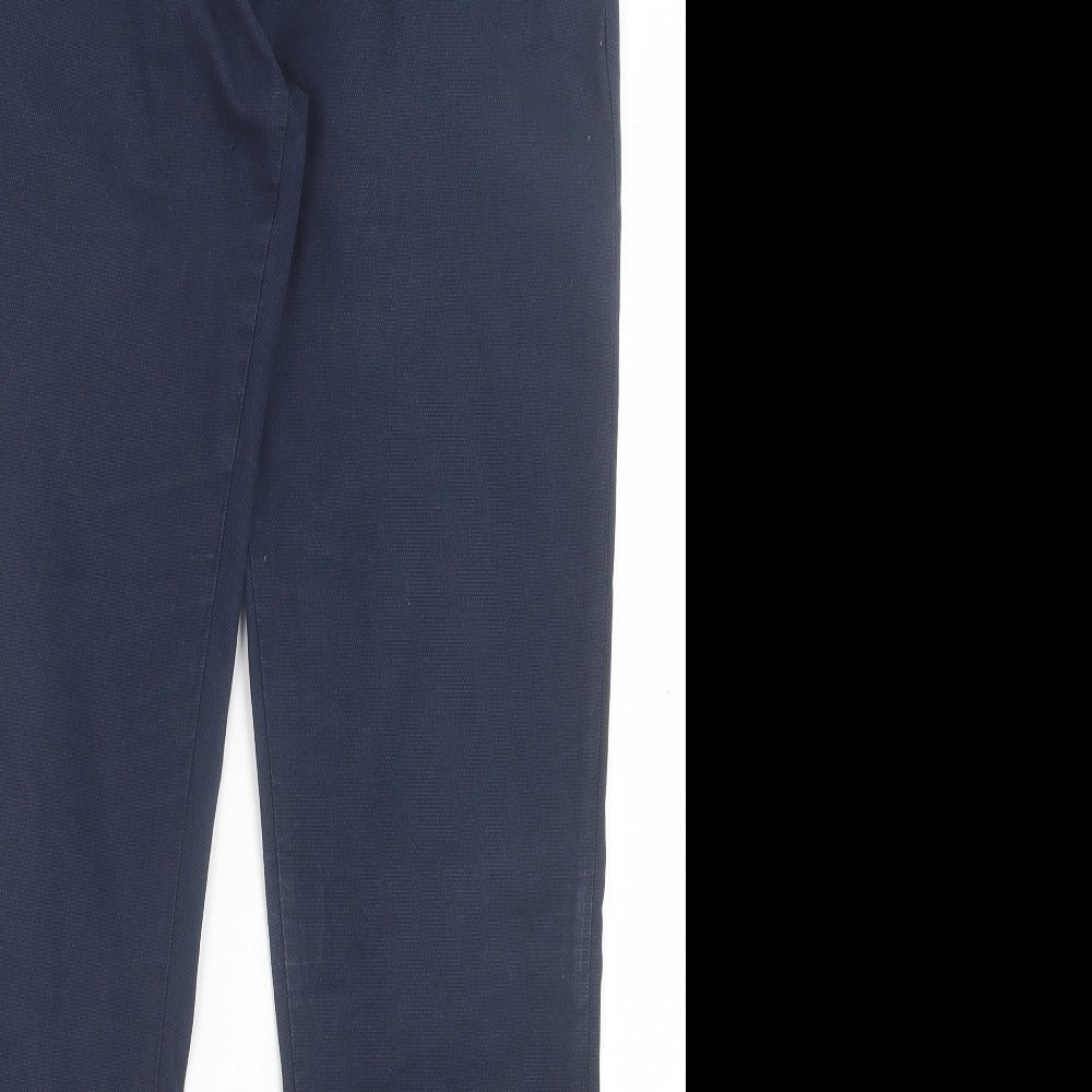 Zara Mens Blue Cotton Chino Trousers Size 34 in L31 in Regular Button
