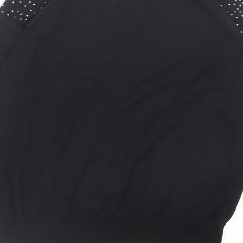Mango Womens Black V-Neck Polyamide Pullover Jumper Size M