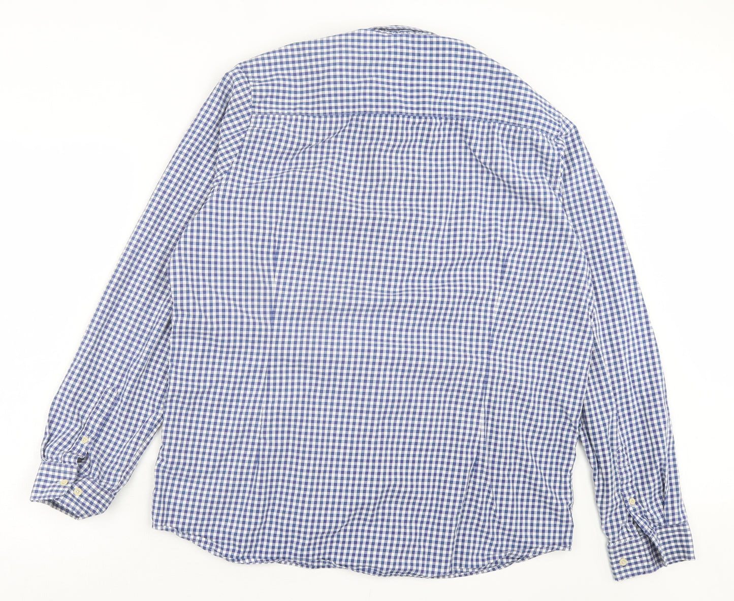 NEXT Mens Blue Plaid Cotton Button-Up Size XL Collared Button