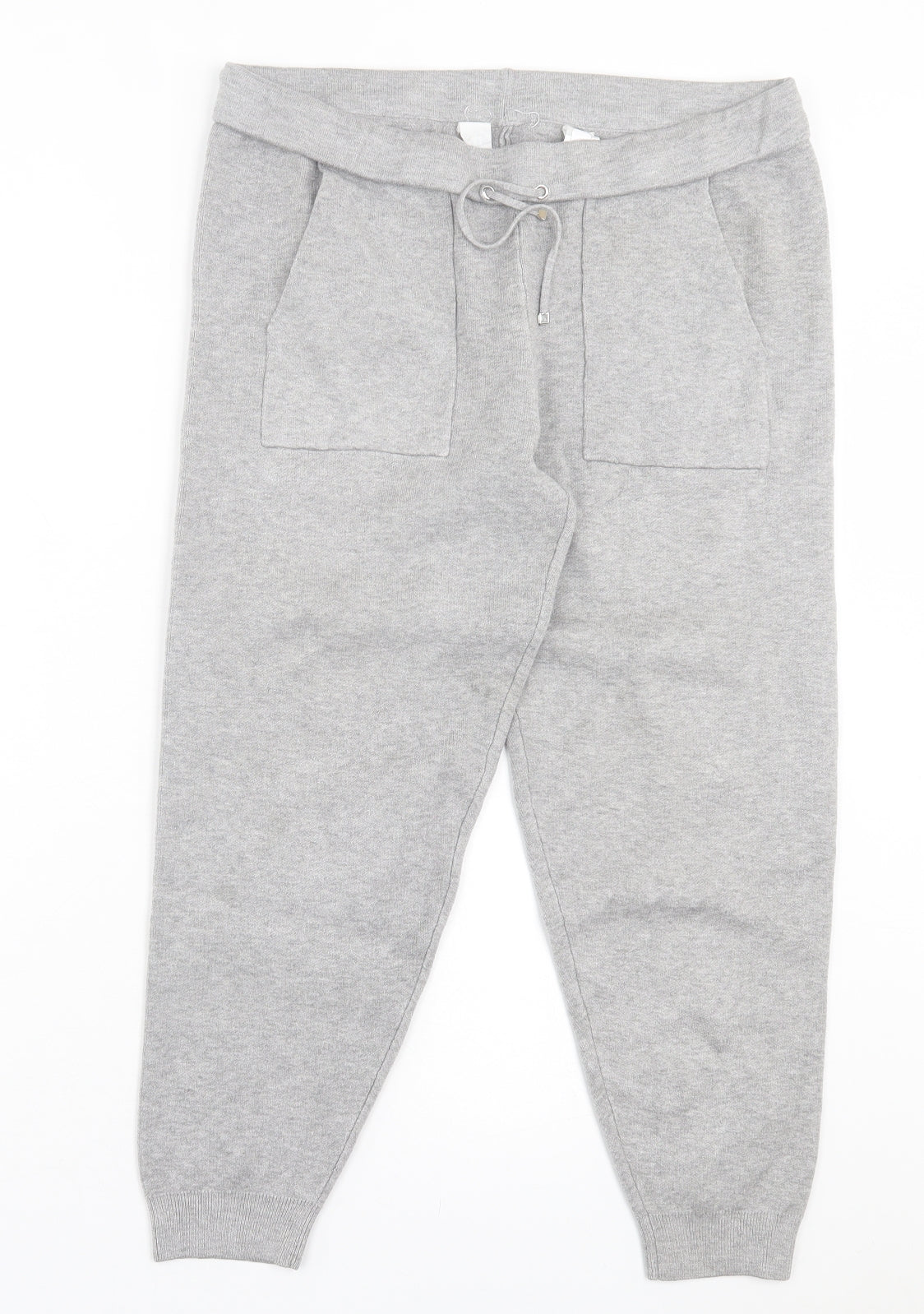 Primark Womens Grey Polyester Jogger Trousers Size L L22 in Regular Drawstring - Cropped