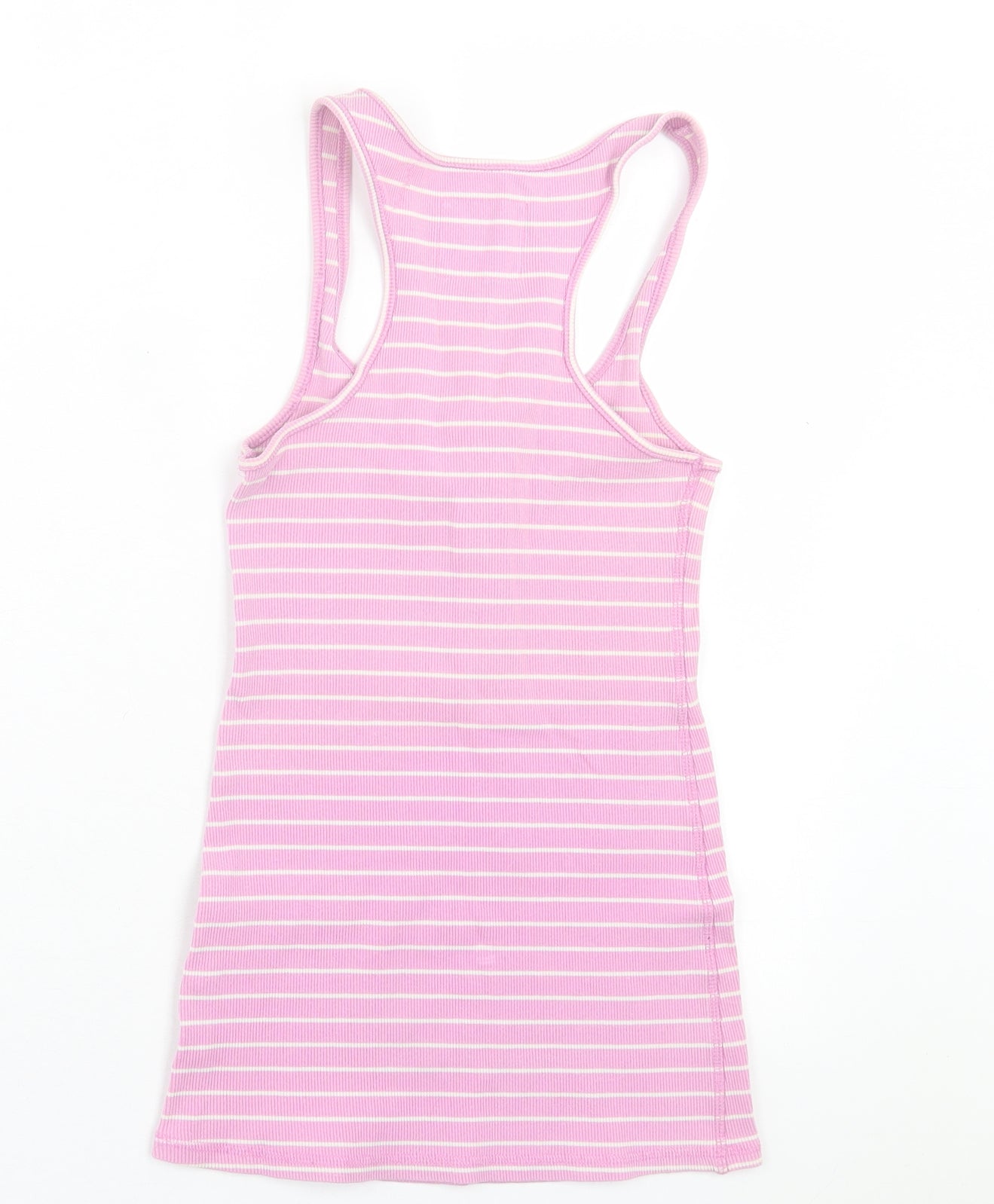 Jack Wills Womens Pink Striped Cotton Basic Tank Size 8 Scoop Neck