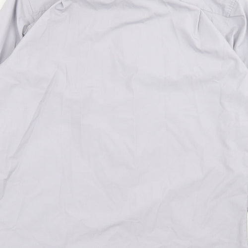 NEXT Mens Grey Cotton Button-Up Size 16 Collared Button - Tailored