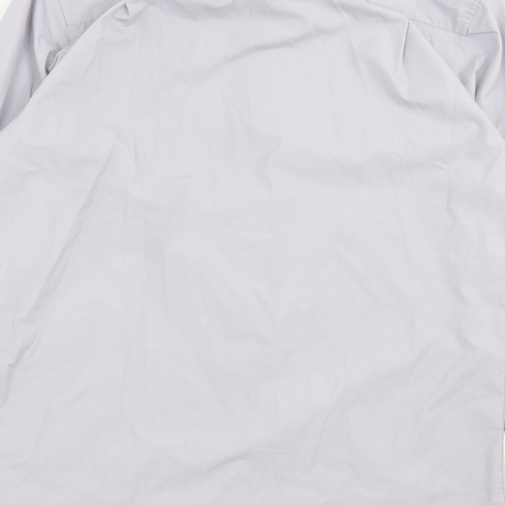 NEXT Mens Grey Cotton Button-Up Size 16 Collared Button - Tailored