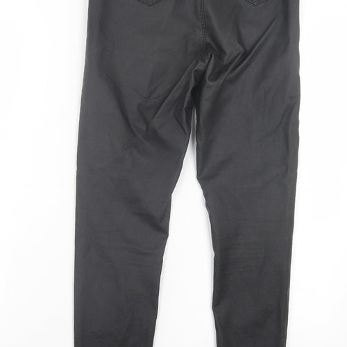 Quiz Womens Black Viscose Skinny Jeans Size 14 L30 in Regular Button - Faux Leather