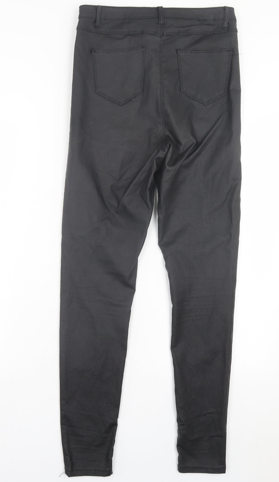 Quiz Womens Black Viscose Skinny Jeans Size 14 L30 in Regular Button - Faux Leather