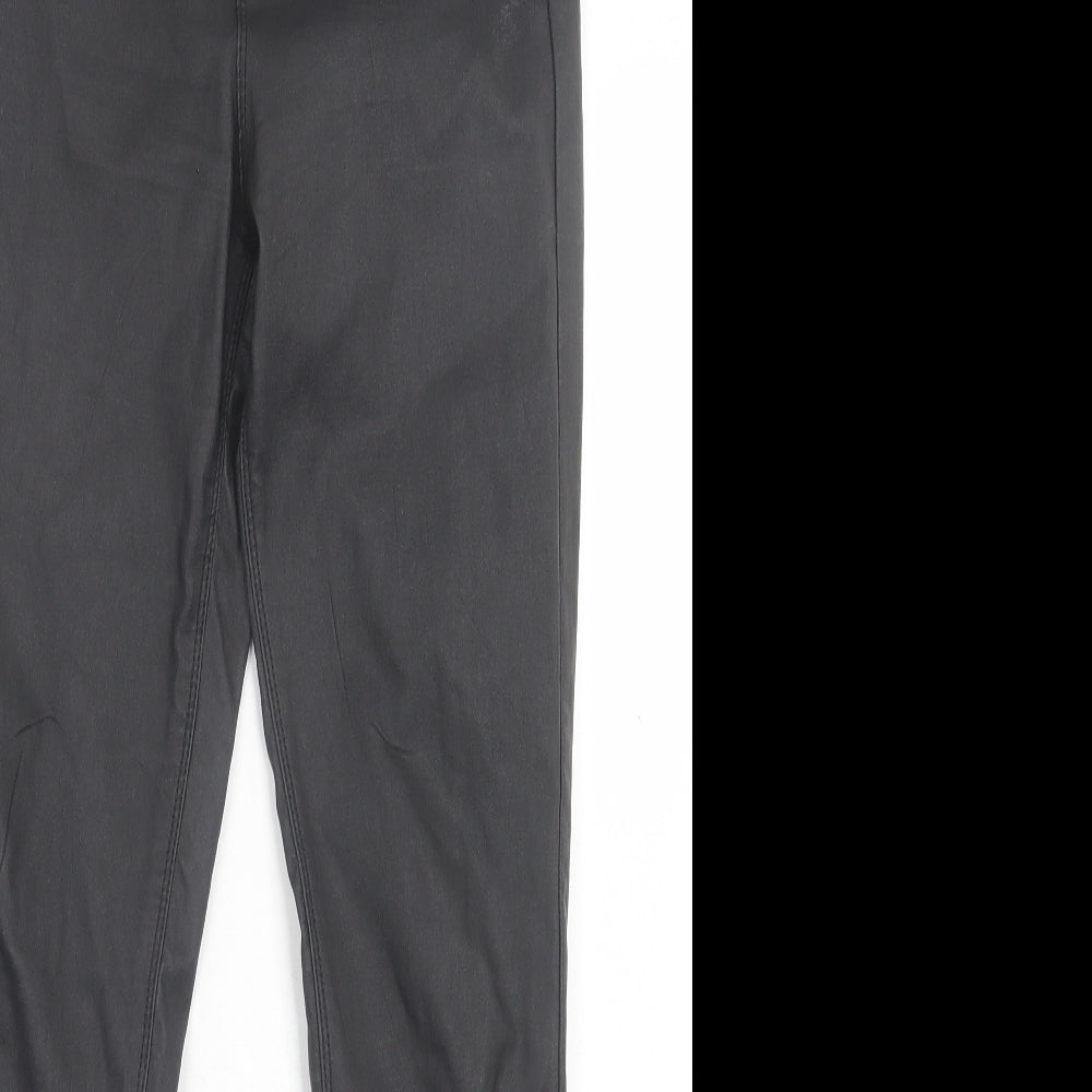 Quiz Womens Black Viscose Skinny Jeans Size 14 L30 in Regular Button - Faux Leather