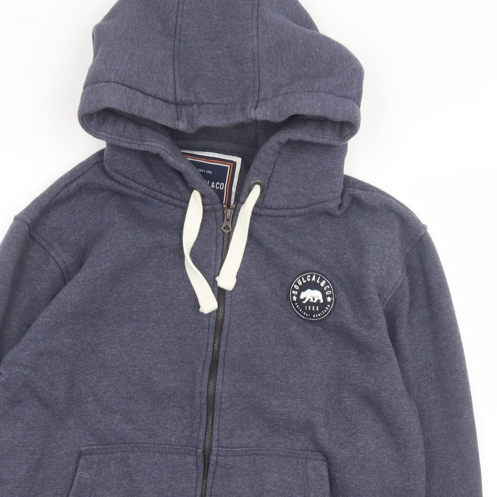 SoulCal&Co Mens Blue Cotton Full Zip Hoodie Size XL