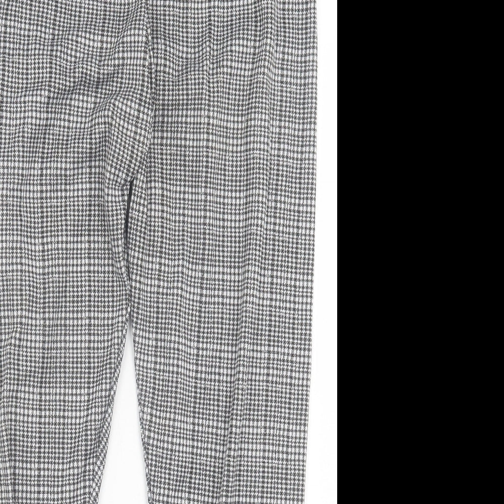 Nutmeg Womens Black Plaid Polyester Capri Trousers Size 18 L25 in Regular