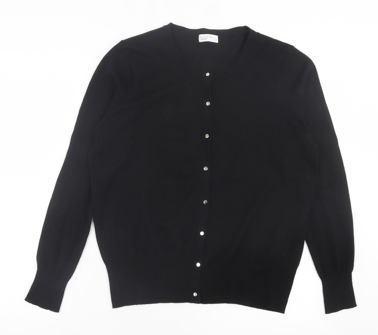 Papaya Womens Black Crew Neck Viscose Cardigan Jumper Size 18