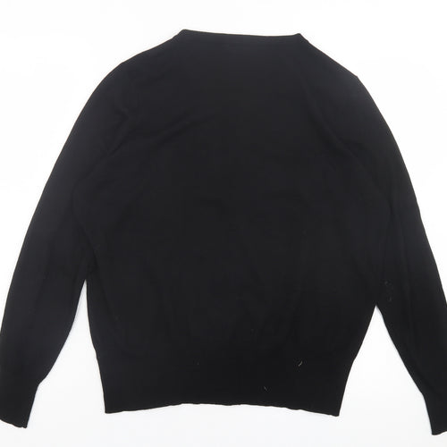 Papaya Womens Black Crew Neck Viscose Cardigan Jumper Size 18