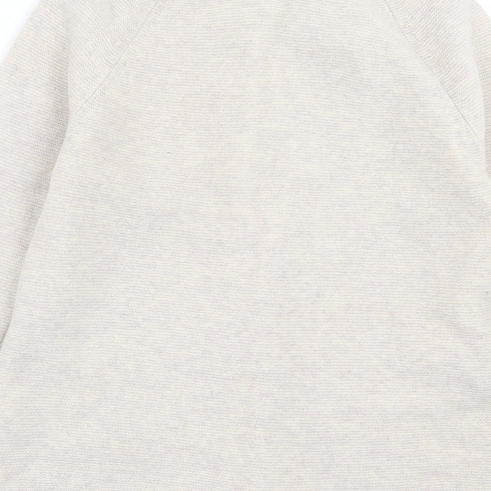 KEW Womens Beige Crew Neck Wool Cardigan Jumper Size 14 - Pocket Detail