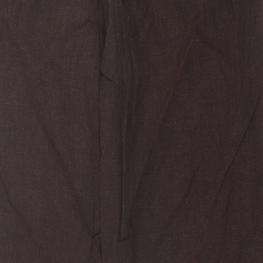 Marks and Spencer Womens Brown Linen Trousers Size 14 L32 in Regular Button