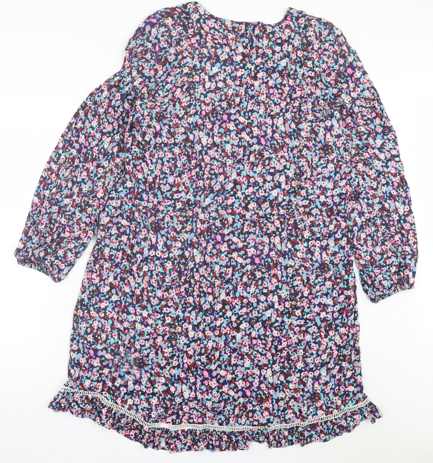 River Island Womens Multicoloured Floral Viscose A-Line Size 24 V-Neck Pullover