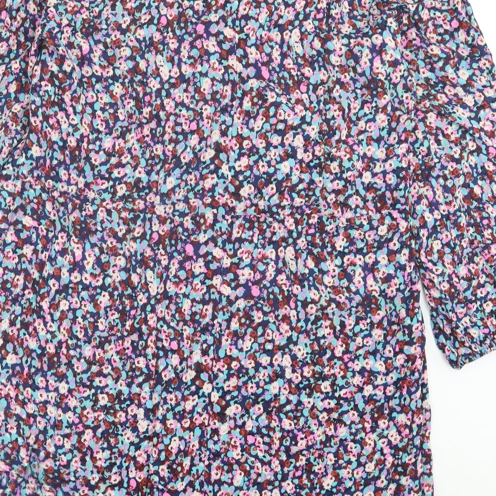 River Island Womens Multicoloured Floral Viscose A-Line Size 24 V-Neck Pullover