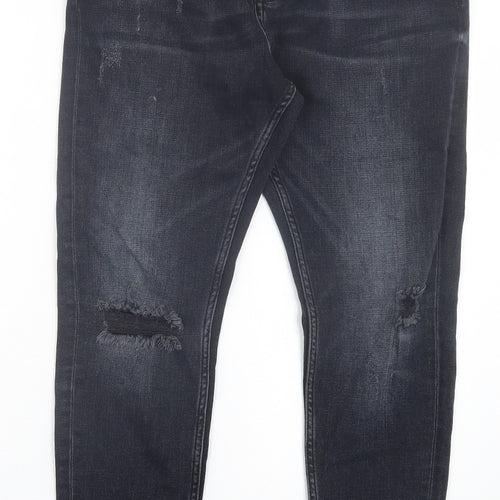 Zara Mens Black Cotton Skinny Jeans Size 34 in L28 in Regular Button