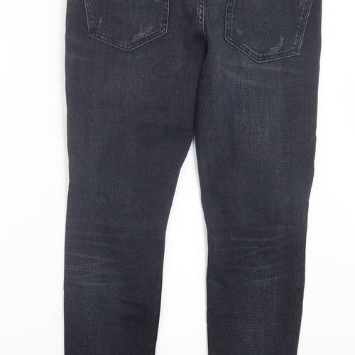 Zara Mens Black Cotton Skinny Jeans Size 34 in L28 in Regular Button