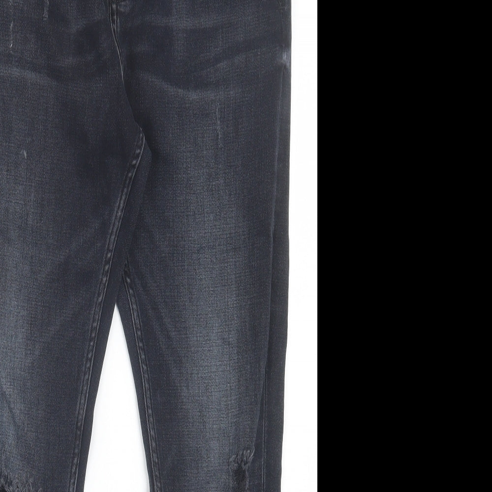 Zara Mens Black Cotton Skinny Jeans Size 34 in L28 in Regular Button