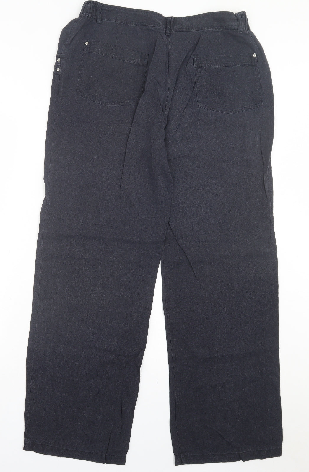 Anna Rose Womens Grey Linen Trousers Size 14 L31 in Regular Button